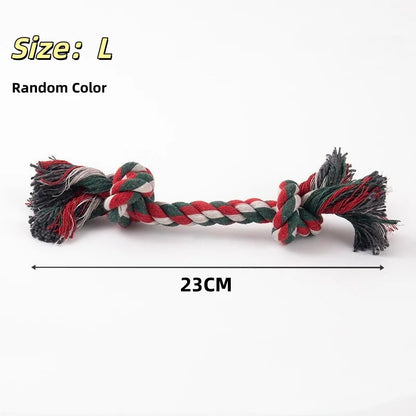 Random Color Pet Dog Toy Bite Rope Double Knot Cotton Rope Funny Cat Toy Bite Resistant and Sharp Teeth Pet Supplies Puppy Toys